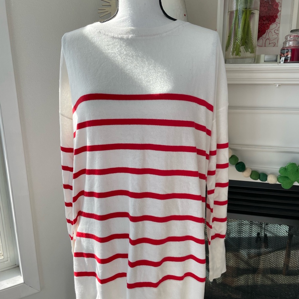 Caslon White/Red Striped Sweater